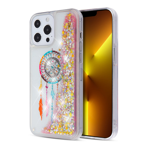 MyBat Quicksand Glitter Hybrid Protector Cover for Apple iPhone 13 Pro - Dreamcatcher & Gold Stars - MIP13PCSGTMM011-2.jpg