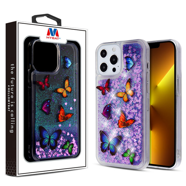MyBat Glitter Hybrid Protector Cover for Apple iPhone 13 Pro - Butterfly Dancing & Purple Quicksand (Hearts) - MIP13PCSGTMM029-1.jpg