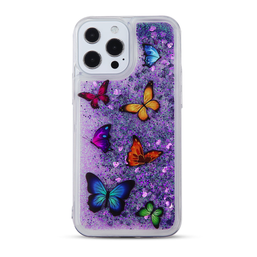 MyBat Glitter Hybrid Protector Cover for Apple iPhone 13 Pro - Butterfly Dancing & Purple Quicksand (Hearts) - MIP13PCSGTMM029-3.jpg