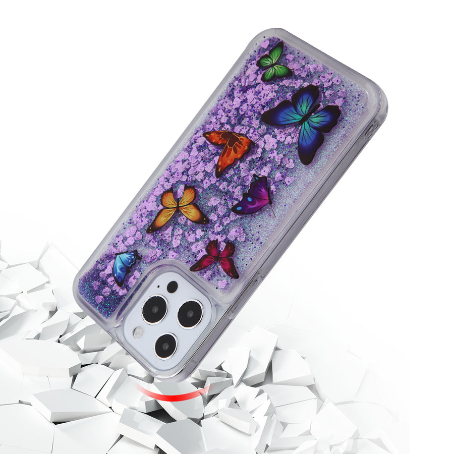 MyBat Glitter Hybrid Protector Cover for Apple iPhone 13 Pro - Butterfly Dancing & Purple Quicksand (Hearts) - MIP13PCSGTMM029-5.jpg