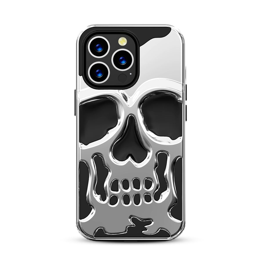 MyBat Skullcap Hybrid Protector Cover for Apple iPhone 13 Pro - Silver Plating / Black - MIP13PCSSLCC101-3.jpg
