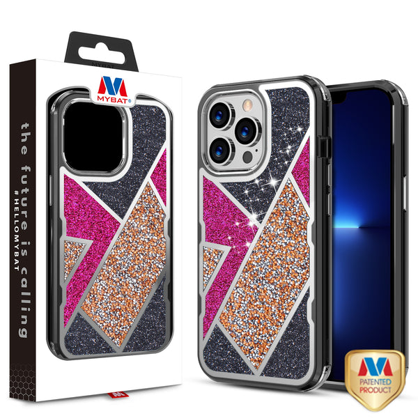 MyBat TUFF Kleer Hybrid Case for Apple iPhone 13 Pro Max - Electroplated Black / Transparent Clear Mini Crystals & Glitter - MIP13PMCSE4TD221-1.jpg