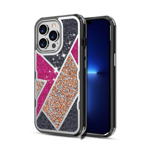 MyBat TUFF Kleer Hybrid Case for Apple iPhone 13 Pro Max - Electroplated Black / Transparent Clear Mini Crystals & Glitter - MIP13PMCSE4TD221-2.jpg