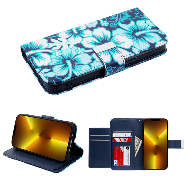 MyBat MyJacket Wallet Xtra Series with RFID Blocking for Apple iPhone 13 Pro - Blue Hibiscus - MIP13PPCMJG092-2.jpg