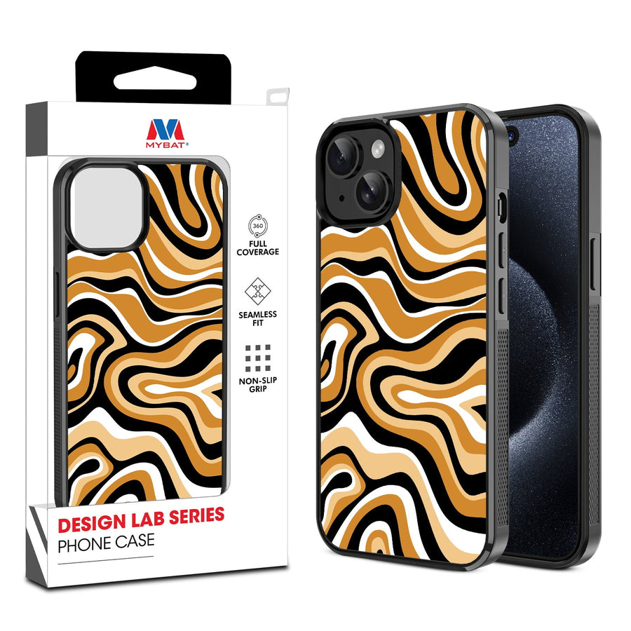 MyBat Design Lab Series Case for Apple iPhone 17e / 16e / 14 / 13 - Groovy Golden Swirls