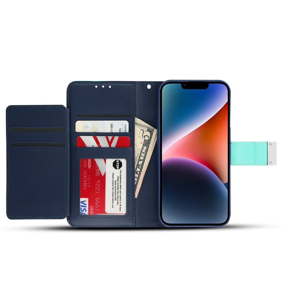 MyBat MyJacket Wallet Xtra Series for Apple iPhone 14 Plus - Teal Green / Dark Blue - MIP14MPCMJG038-3.jpg