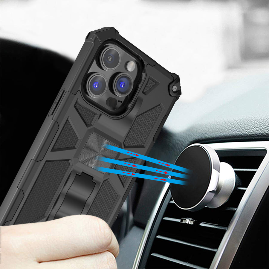 MyBat Sturdy Hybrid Protector Cover (with Stand) for Apple iPhone 14 Pro - Black / Black - MIP14PCSFSSS001-9.jpg
