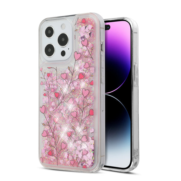 MyBat Quicksand Glitter Hybrid Protector Cover for Apple iPhone 14 Pro - Heart Vines - MIP14PCSGTMM021-2.jpg