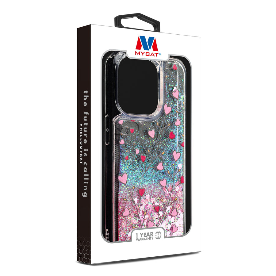 MyBat Quicksand Glitter Hybrid Protector Cover for Apple iPhone 14 Pro Max - Heart Vines - MIP14PMCSGTMM021-3.jpg