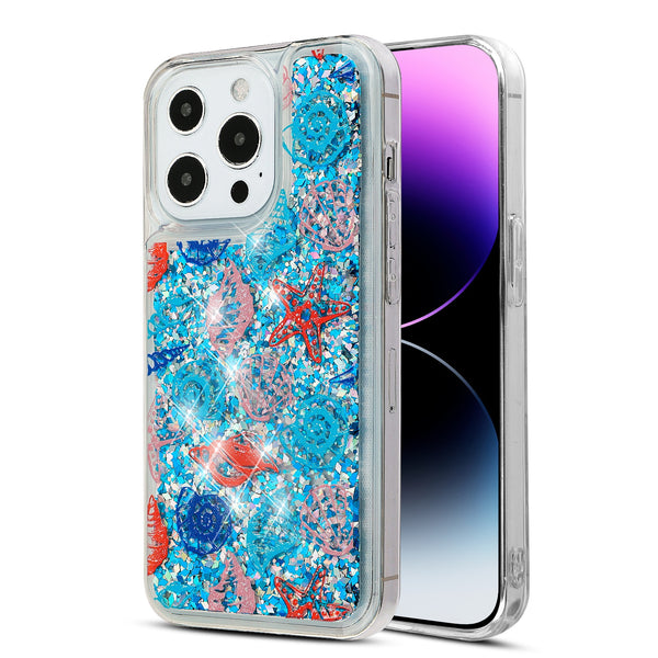 MyBat Quicksand Glitter Hybrid Protector Cover for Apple iPhone 14 Pro Max - Seashells - MIP14PMCSGTMM022-2.jpg
