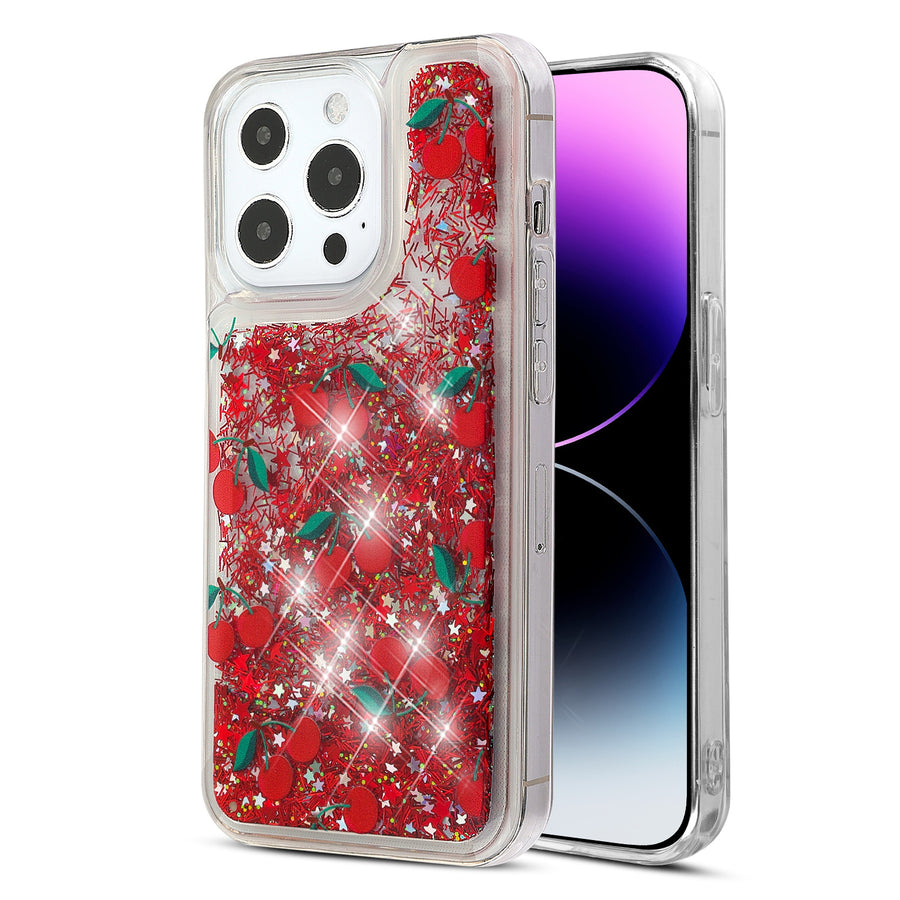 MyBat Quicksand Glitter Hybrid Protector Cover for Apple iPhone 14 Pro Max - Cherry - MIP14PMCSGTMM023-1.JPG