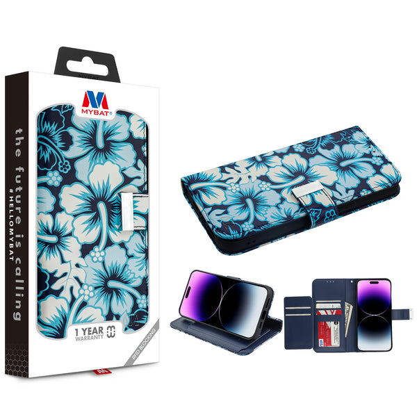 MyBat MyJacket Wallet Xtra Series with RFID Blocking for Apple iPhone 14 Pro Max - Blue Hibiscus - MIP14PMPCMJG092-1.jpg