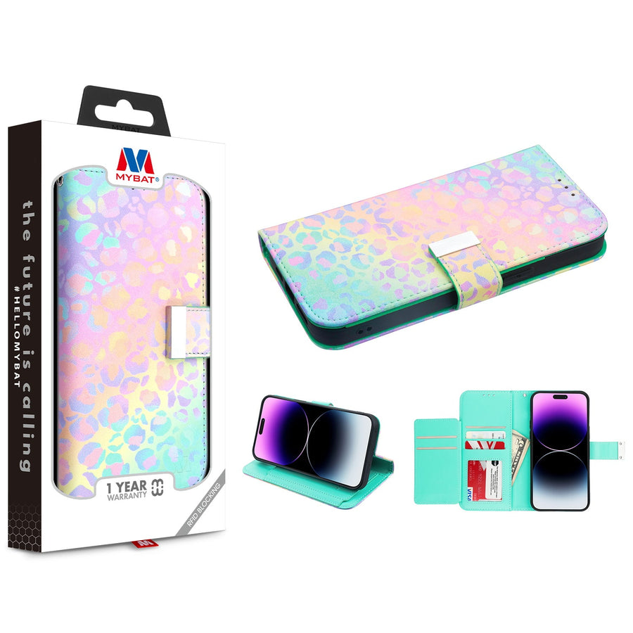 MyBat MyJacket Wallet Xtra Series with RFID Blocking for Apple iPhone 14 Pro Max - Holographic Leopard