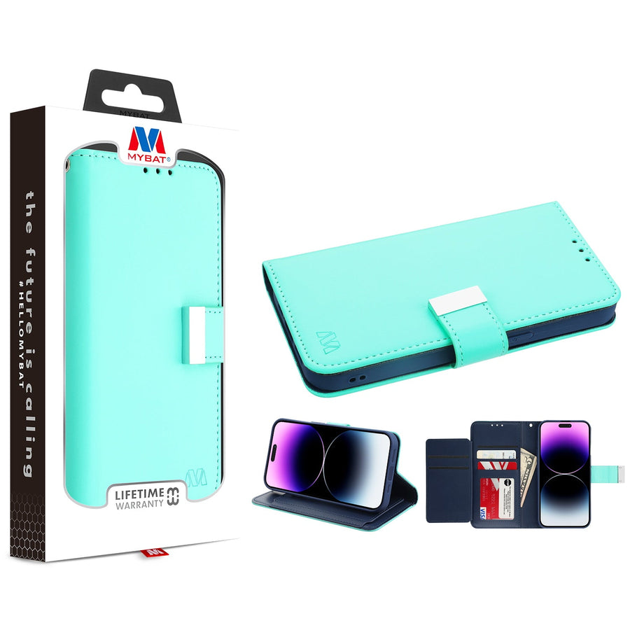 MyBat MyJacket Wallet Xtra Series for Apple iPhone 14 Pro - Teal Green / Dark Blue