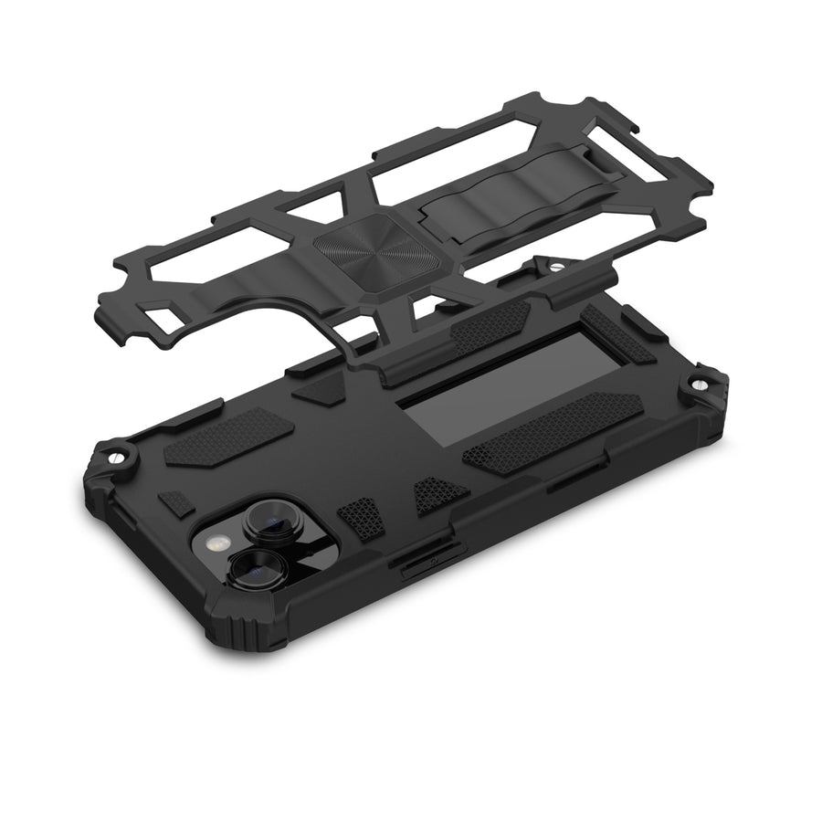 MyBat Sturdy Hybrid Protector Cover (with Stand) for Apple iPhone 15 - Black / Black - MIP15CSFSSS001-8.jpg