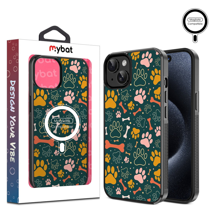 MyBat Design Lab Series MagSafe Case for Apple iPhone 15 (6.1) - Paw Prints & Bones
