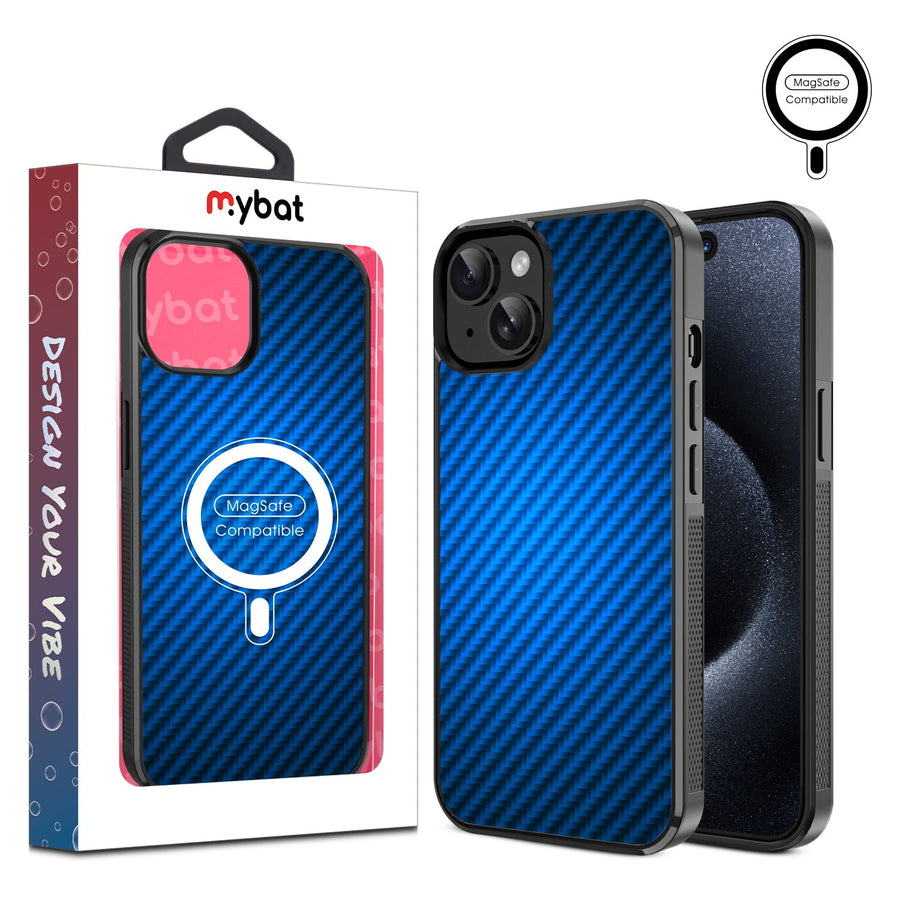 MyBat Design Lab Series MagSafe Case for Apple iPhone 15 (6.1) - Blue Carbon Fiber
