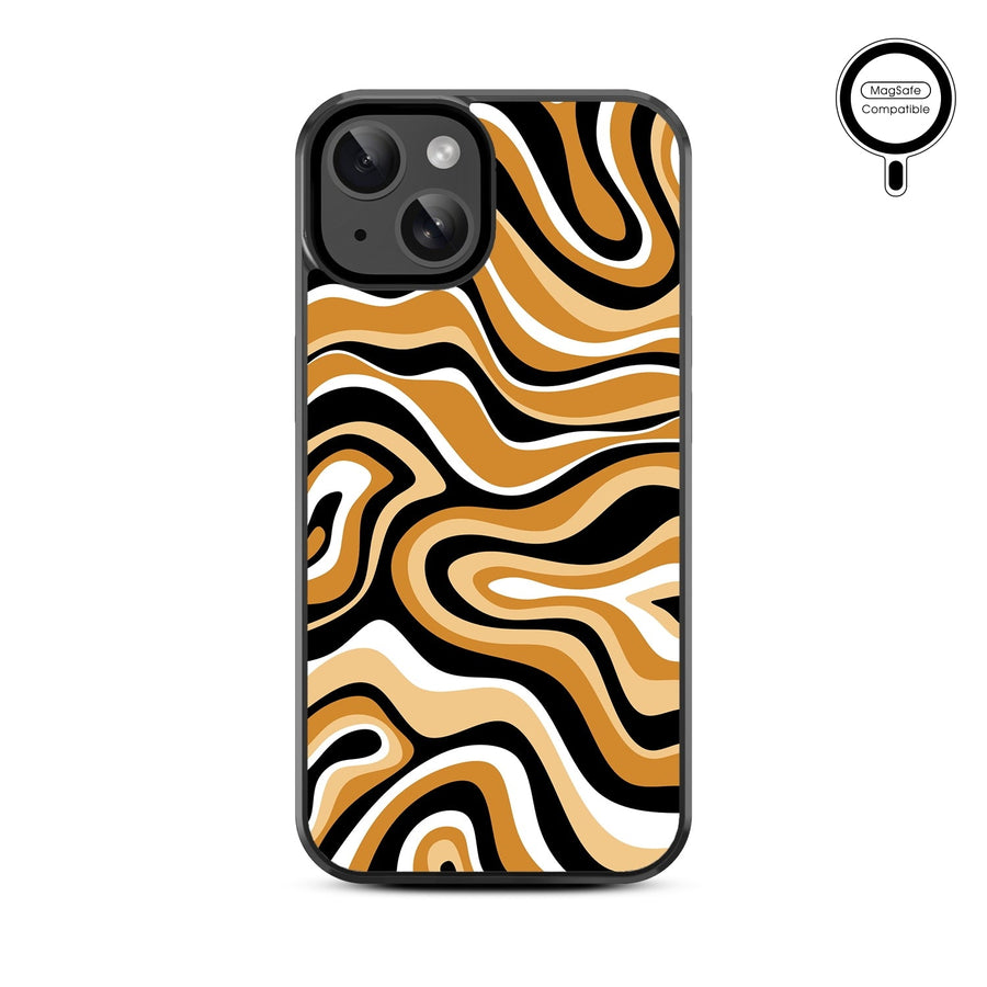 MyBat Design Lab Series MagSafe Case for Apple iPhone 15 (6.1) - Groovy Golden Swirls