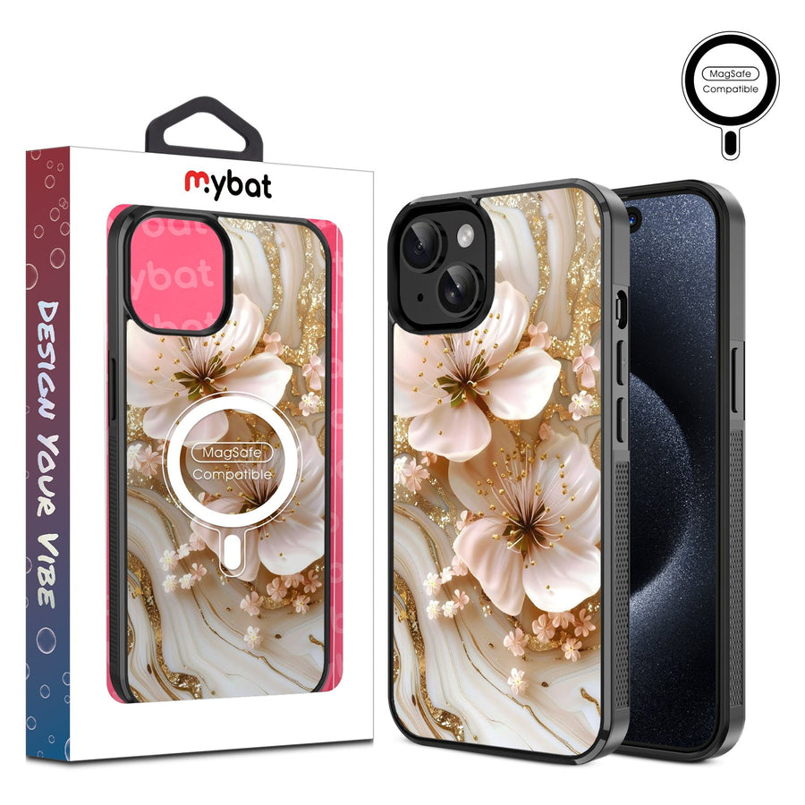 MyBat Design Lab Series MagSafe Case for Apple iPhone 15 (6.1) - Golden Petal Glow