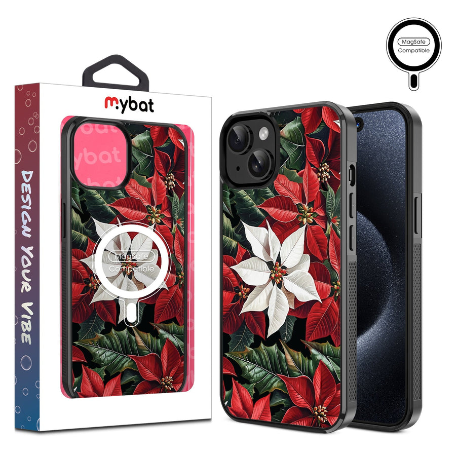 MyBat Design Lab Series MagSafe Case for Apple iPhone 15 (6.1) - Christmas Poinsettias