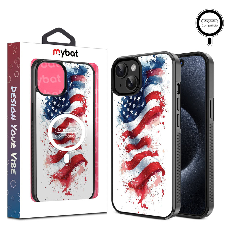 MyBat Design Lab Series MagSafe Case for Apple iPhone 15 (6.1) - Patriotic Flag Painiting