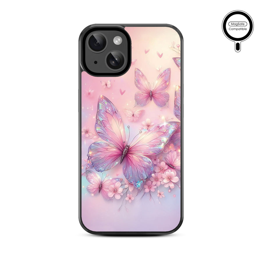 MyBat Design Lab Series MagSafe Case for Apple iPhone 15 (6.1) - Pink Butterflies - MIP15CSLESMSM361-3.jpg
