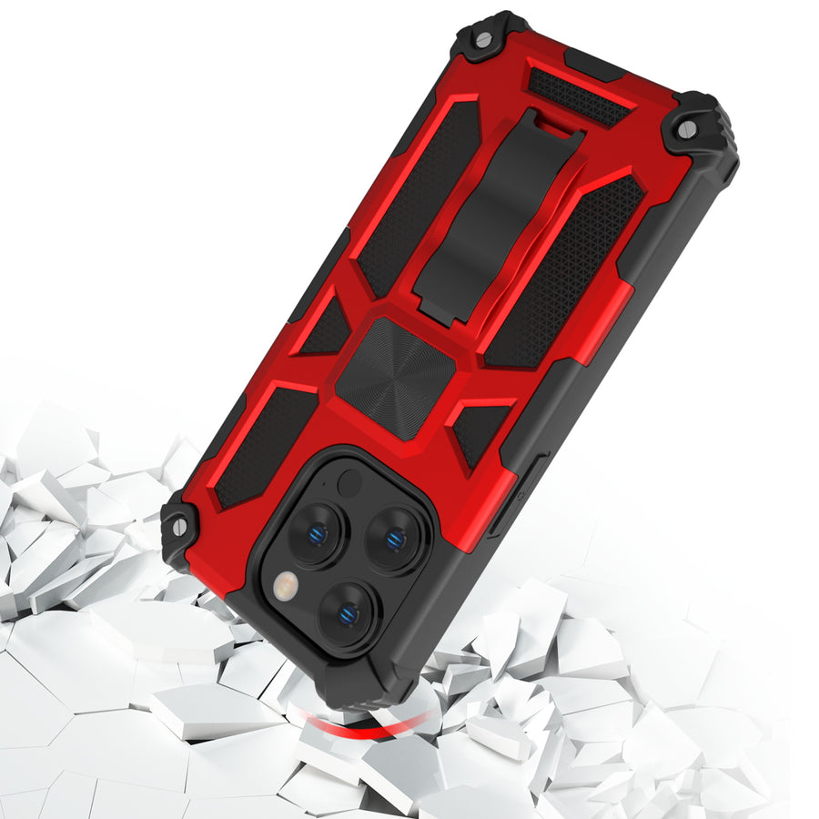 MyBat Sturdy Hybrid Protector Cover (with Stand) for Apple iPhone 15 Pro - Red / Black - MIP15PCSFSSS003-5.jpg
