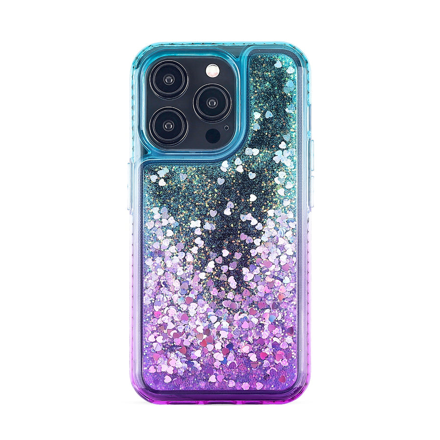 MyBat Quicksand Glitter with Diamonds Protector Cover for Apple iPhone 15 Pro - Purple / Blue Gradient - MIP15PCSGTMM201-3.jpg
