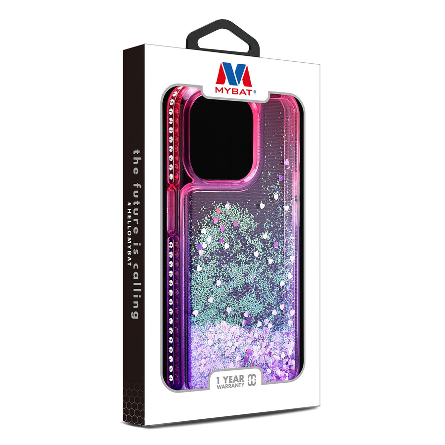 MyBat Quicksand Glitter with Diamonds Protector Cover for Apple iPhone 15 Pro - Purple / Pink Gradient - MIP15PCSGTMM202-8.jpg