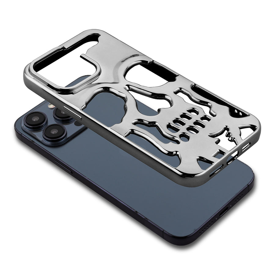 MyBat Skullcap Protector Cover for Apple iPhone 15 Pro - Silver Plating - MIP15PCSSLCS203-7.jpg