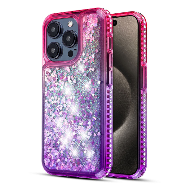 MyBat Quicksand Glitter with Diamonds Protector Cover for Apple iPhone 15 Pro Max - Purple / Pink Gradient - MIP15PMCSGTMM202-2.jpg