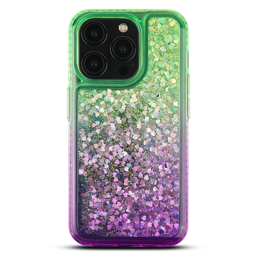 MyBat Quicksand Glitter with Diamonds Protector Cover for Apple iPhone 15 Pro Max - Purple / Green Gradient - MIP15PMCSGTMM203-3.jpg
