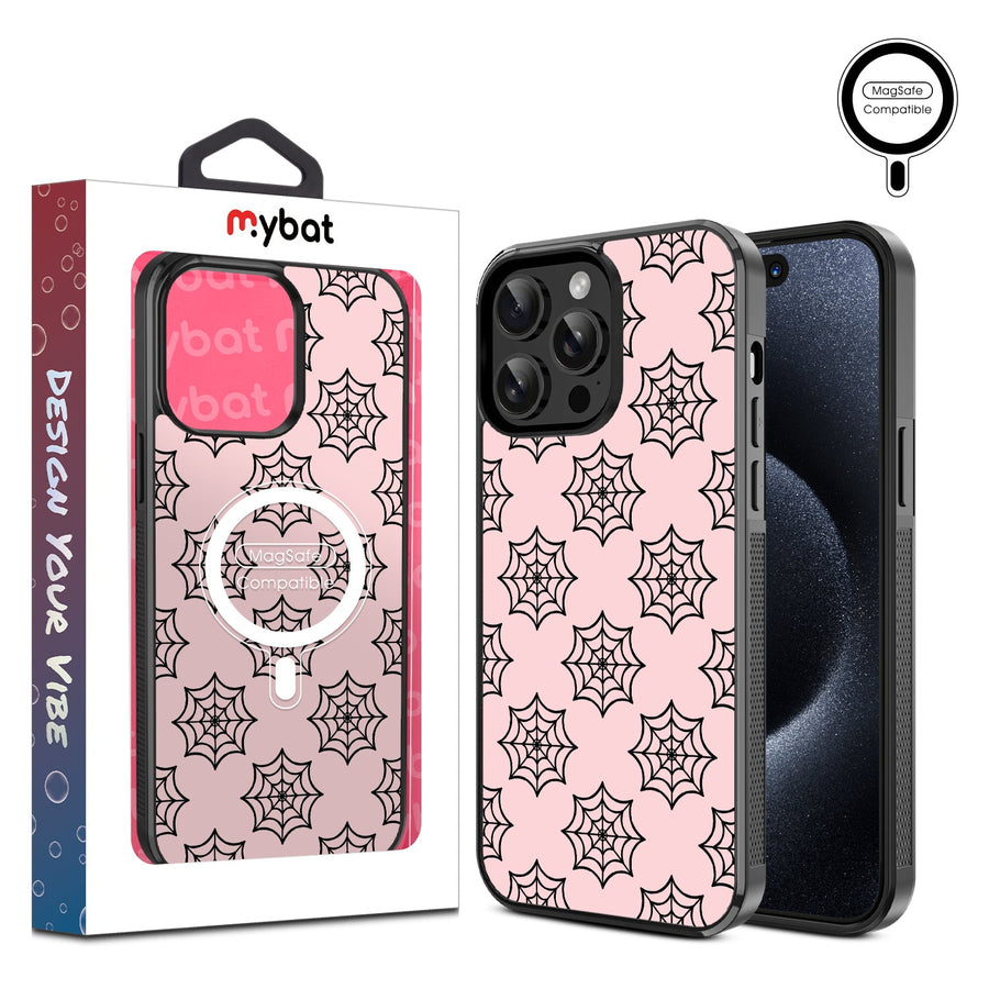 MyBat Design Lab Series MagSafe Case for Apple iPhone 15 Pro Max (6.7) - Pink Spider Web