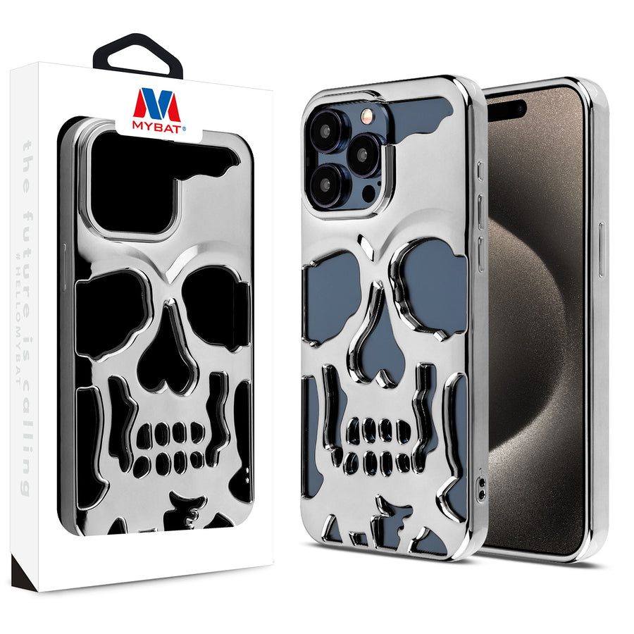 MyBat Skullcap Protector Cover for Apple iPhone 15 Pro Max - Silver Plating - MIP15PMCSSLCS203-1.jpg