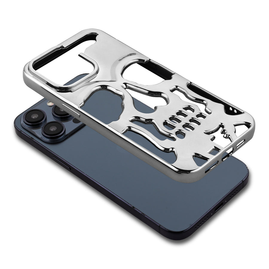 MyBat Skullcap Protector Cover for Apple iPhone 15 Pro Max - Silver Plating - MIP15PMCSSLCS203-7.jpg