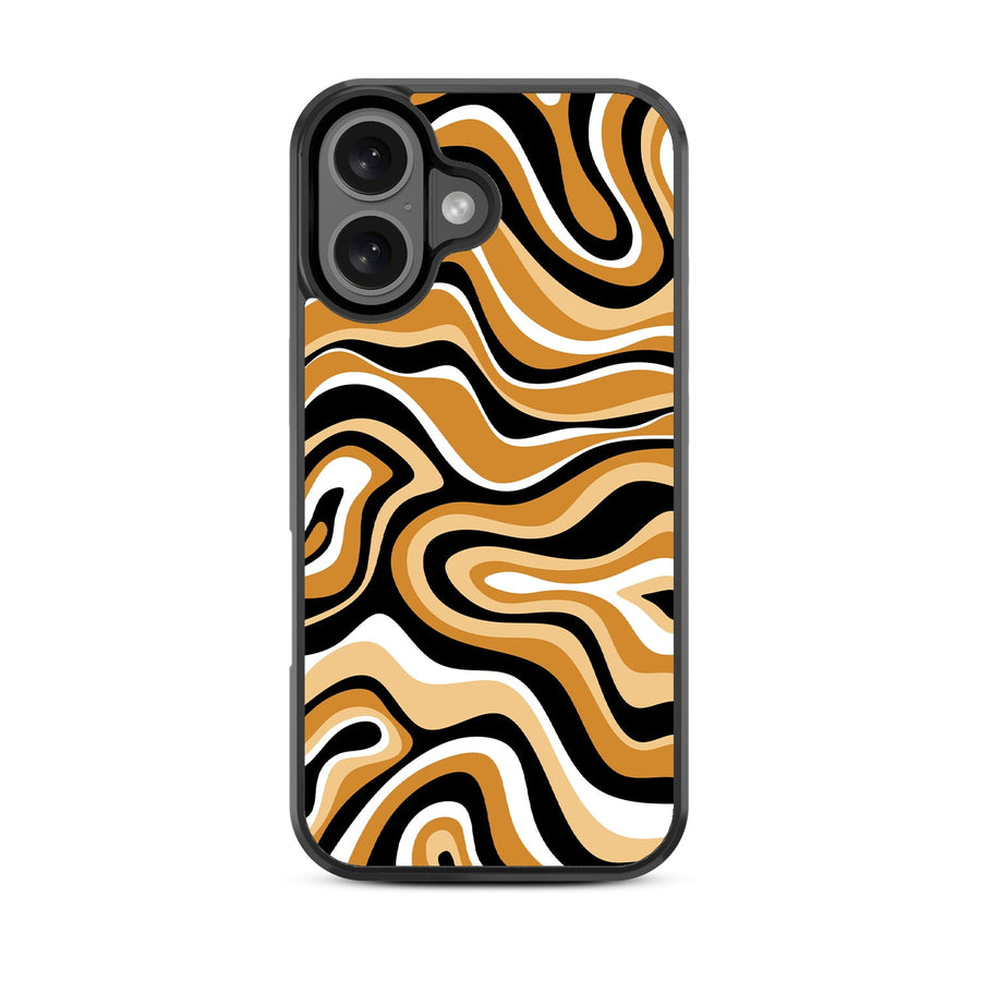 MyBat Design Lab Series Case for Apple iPhone 16 - Groovy Golden Swirls