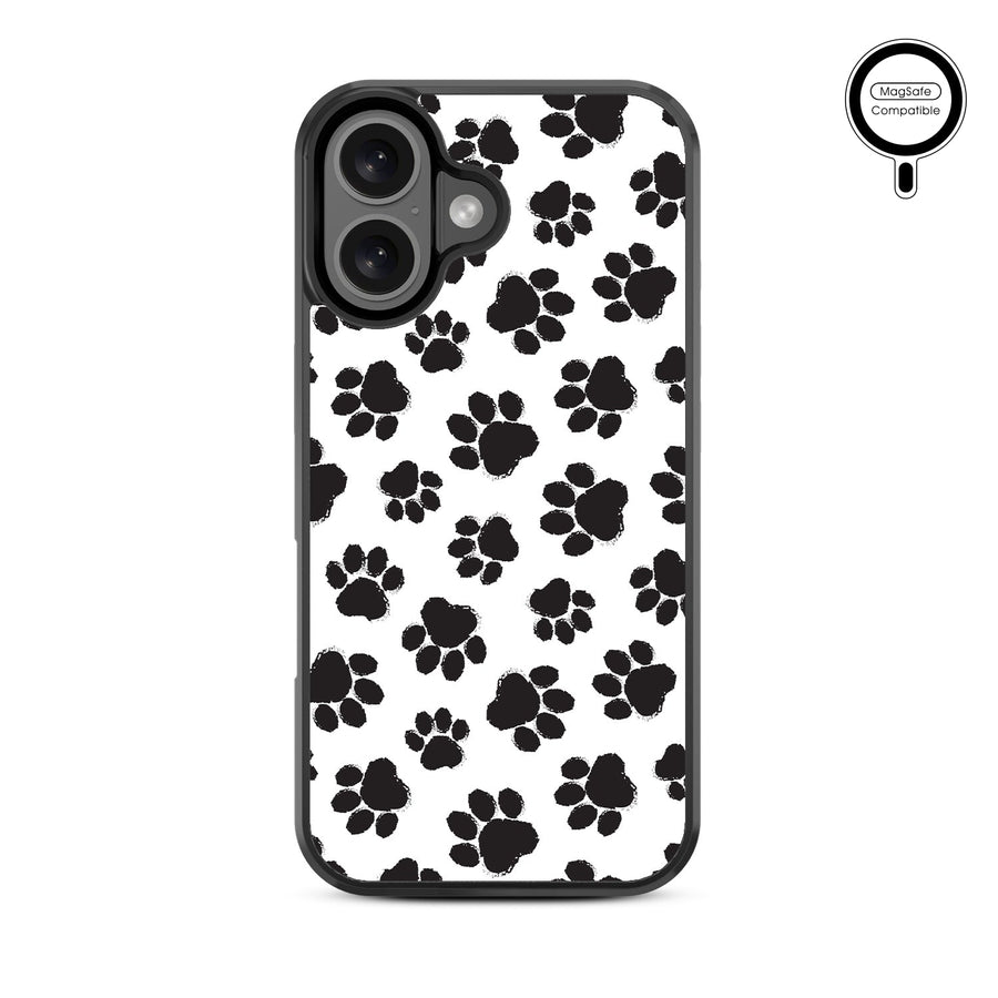 MyBat Design Lab Series MagSafe Case for Apple iPhone 16 - Black Paw Prints