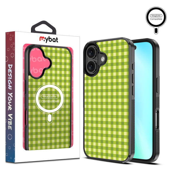 MyBat Design Lab Series MagSafe Case for Apple iPhone 16 - Green Gingham - MIP16CSLESMSM476-1.jpg