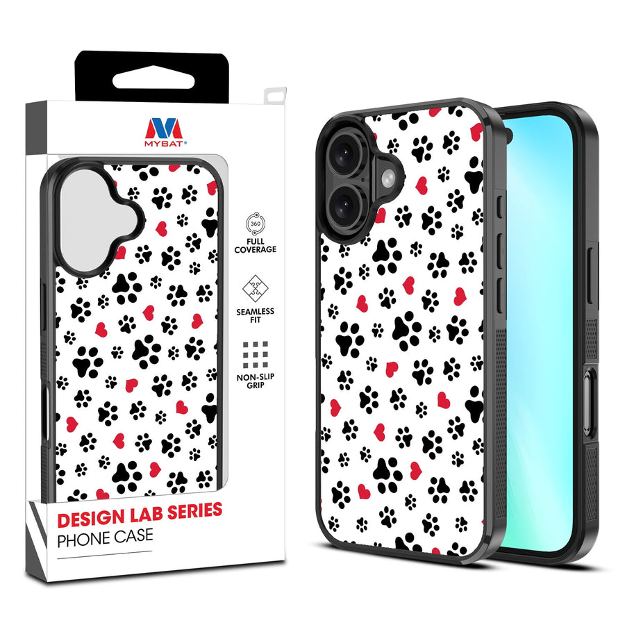 MyBat Design Lab Series Case for Apple iPhone 16 Plus - Paw Prints and Hearts