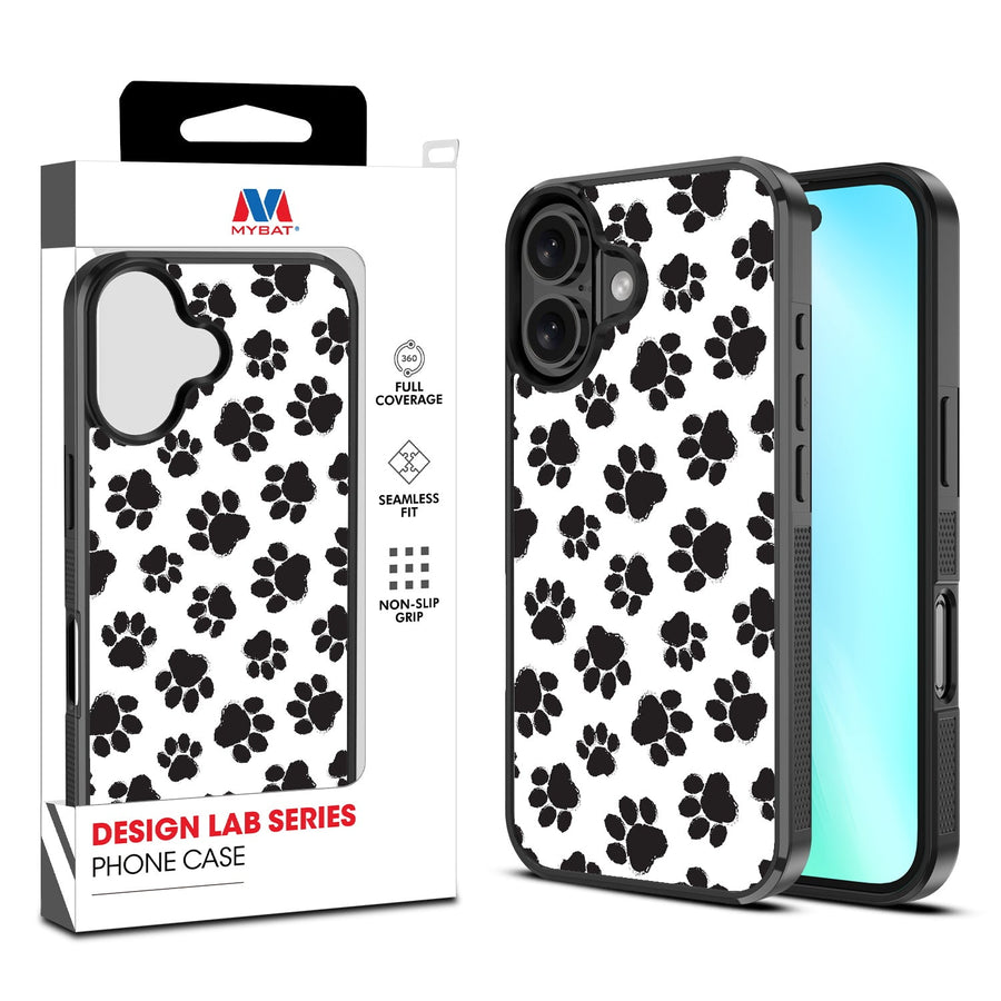 MyBat Design Lab Series Case for Apple iPhone 16 Plus - Black Paw Prints