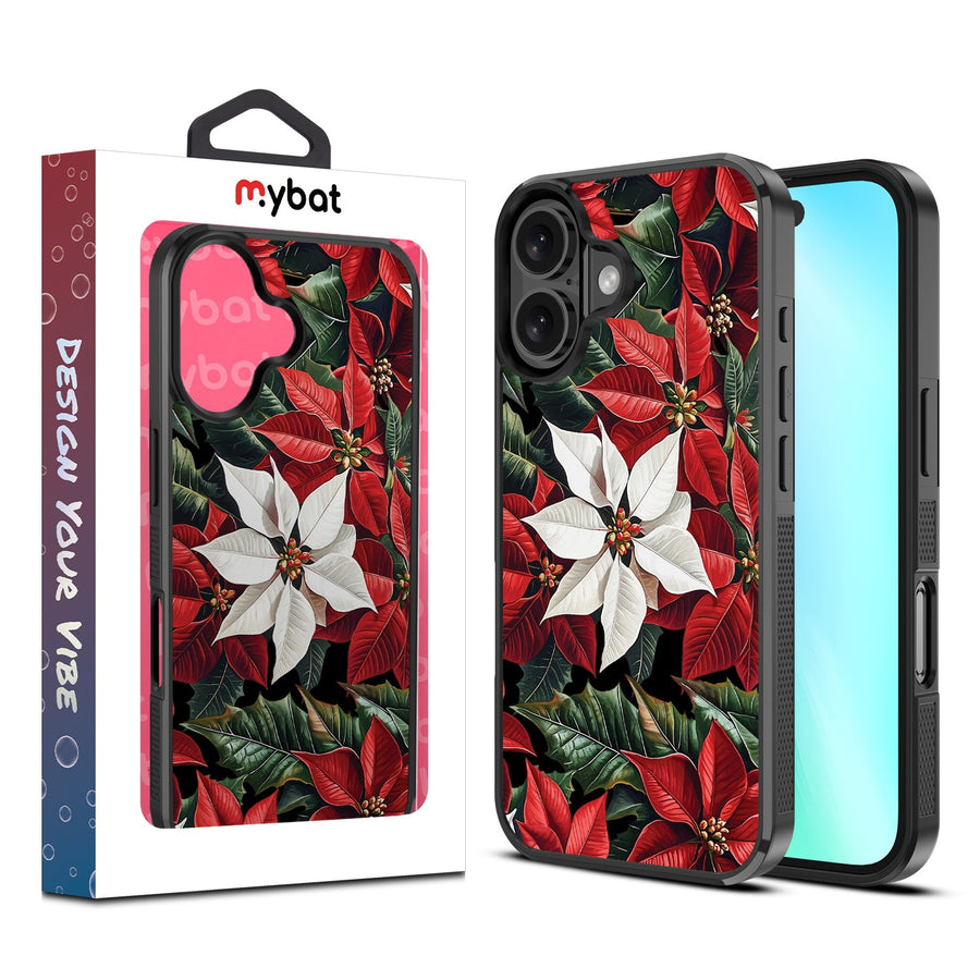 MyBat Design Lab Series Case for Apple iPhone 16 Plus - Christmas Poinsettias