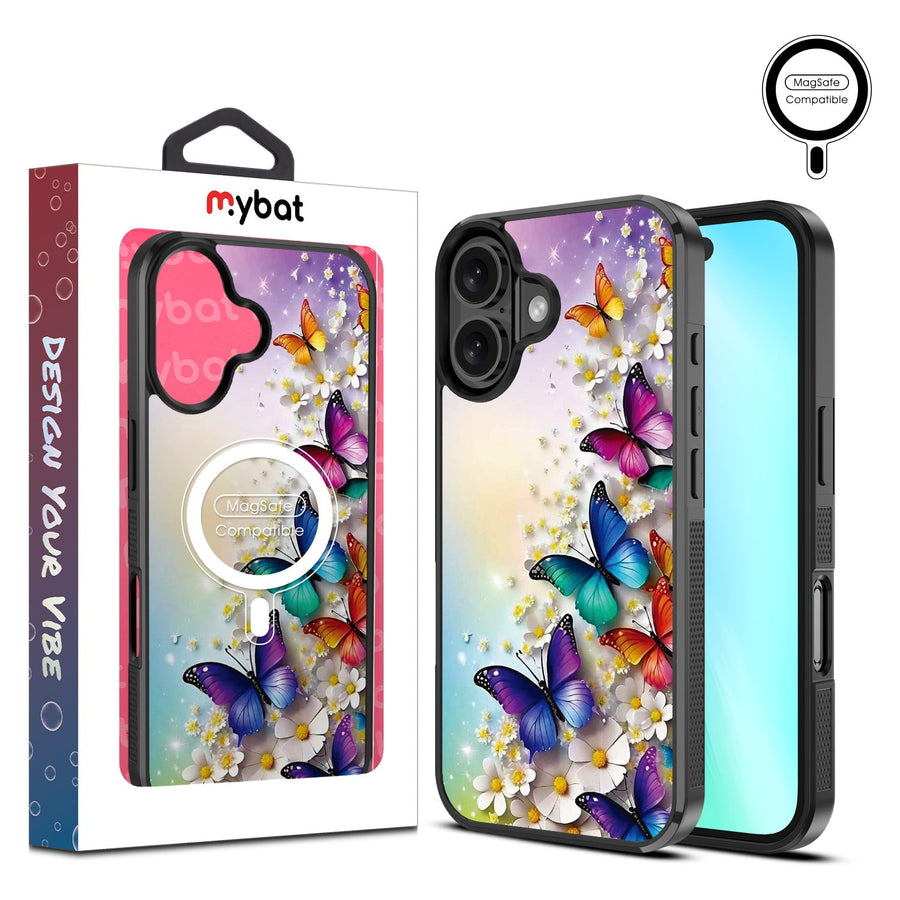 MyBat Design Lab Series MagSafe Case for Apple iPhone 16 Plus - Rainbow Butterflies