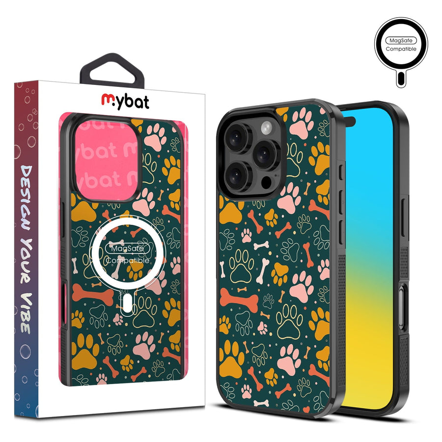 MyBat Design Lab Series MagSafe Case for Apple iPhone 16 Pro - Paw Prints & Bones