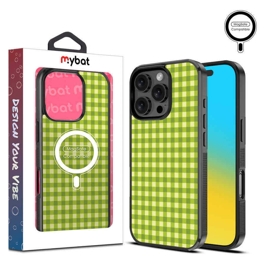 MyBat Design Lab Series MagSafe Case for Apple iPhone 16 Pro - Green Gingham