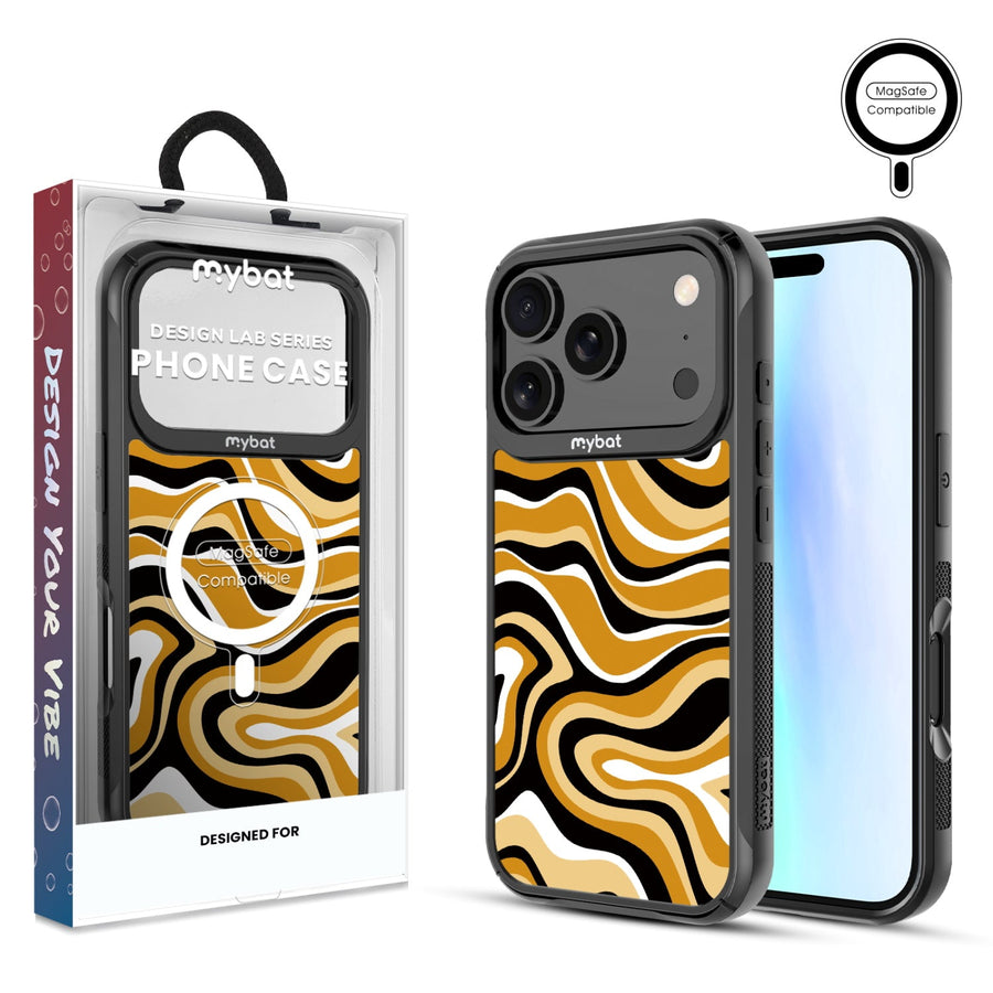 MyBat Design Lab Series MagSafe Case for Apple iPhone 17 Pro - Groovy Golden Swirls