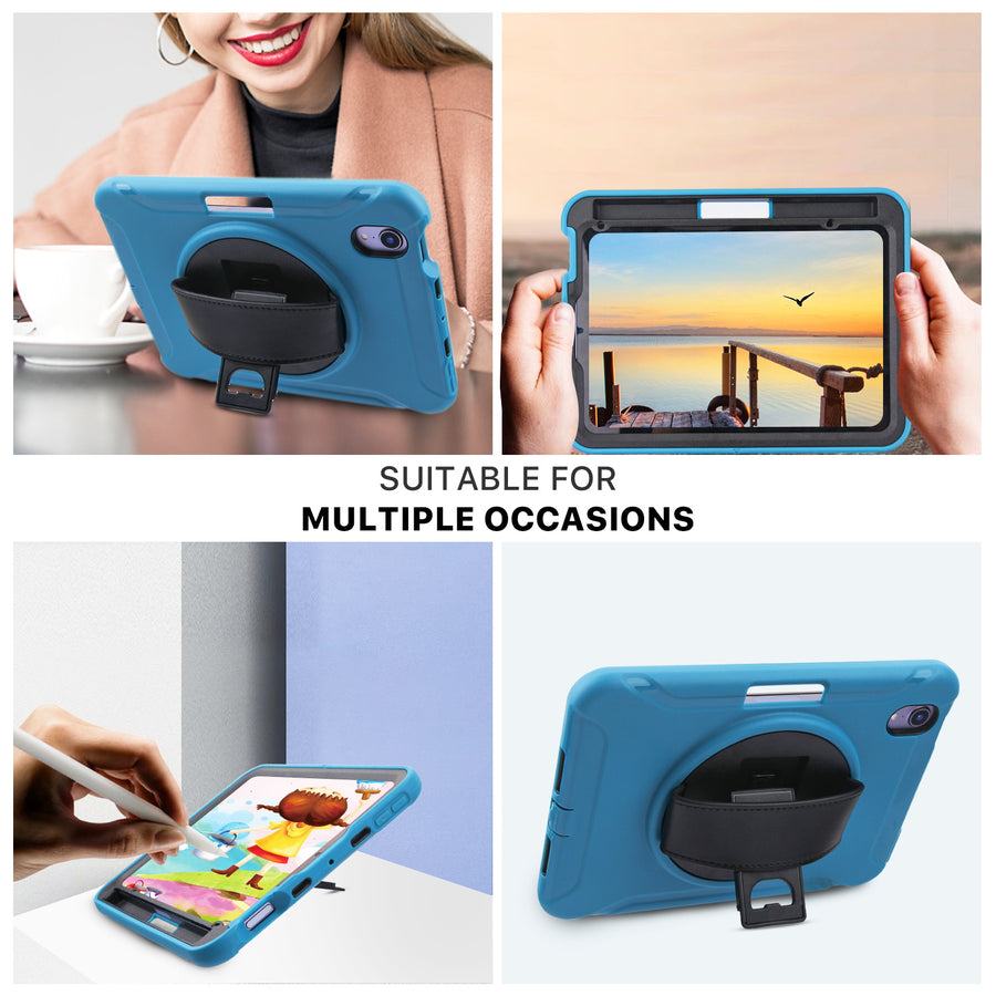 MyBat Spider Drop Resistant Protector Cover (with Rotating Stand) for Apple iPad mini 6 (2021) / iPad mini 7 (2024) - Black / Blue - MIPMI6CSRSSS222-6.jpg
