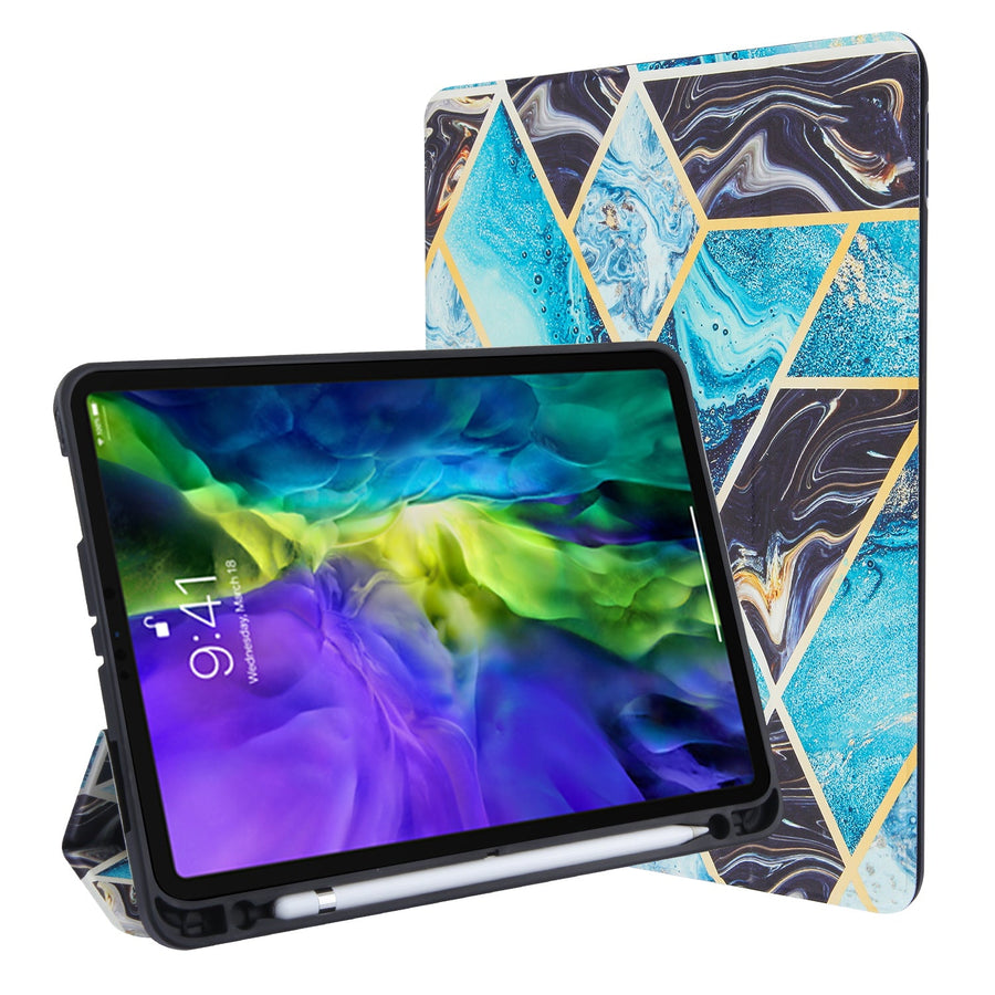 MyBat Slim Fit Smart MyJacket with Trifold Stand for Apple iPad Pro 11 (2020)/iPad Pro 11 (2022) / iPad Pro 11 (2021) - Black / Blue Mixed Marbling