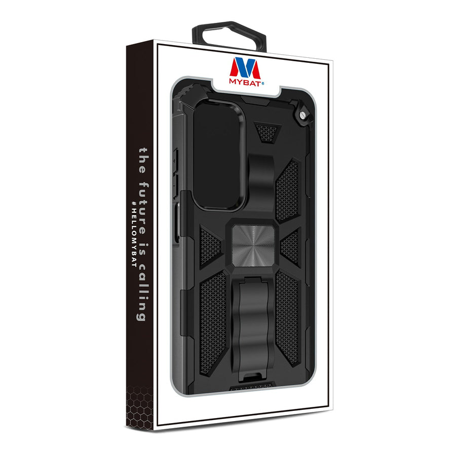 MyBat Sturdy Hybrid Protector Cover (with Stand) for Motorola Edge (2021) / Edge 5G UW - Black / Black