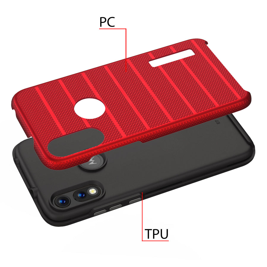 MyBat Fusion Protector Cover for Motorola Moto E (2020) / Moto E7 (2020) - Red Dots Textured / Black - MME7CSFSSS647-3.jpg