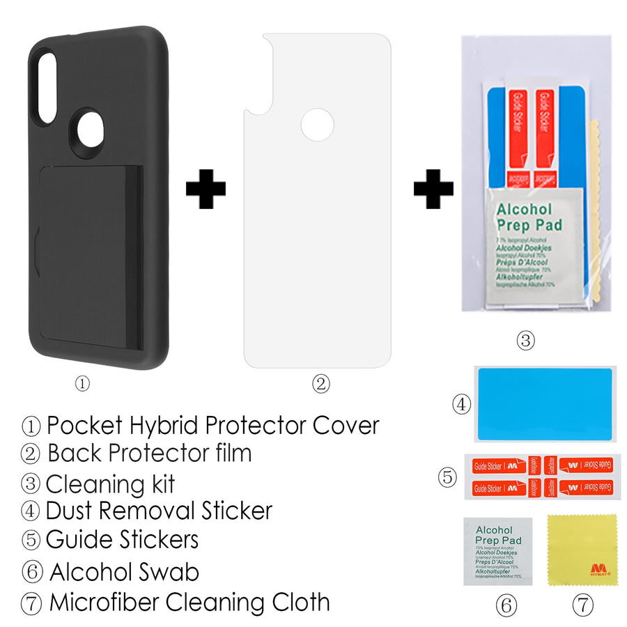 MyBat Poket Hybrid Protector Cover (with Back Film) for Motorola Moto E (2020) / Moto E7 (2020) - Black / Black - MME7CSPKTS001-4.jpg